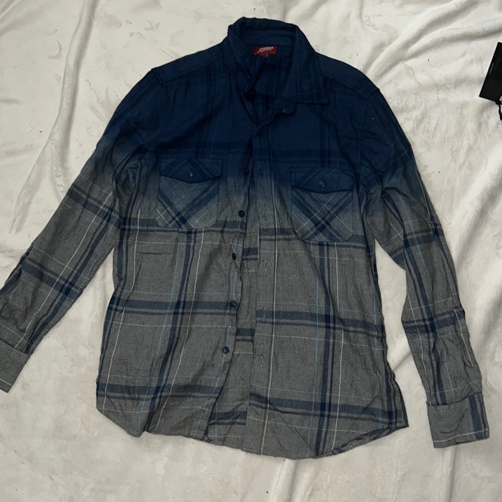 Men’s Arizona flannel blue to gray ombré